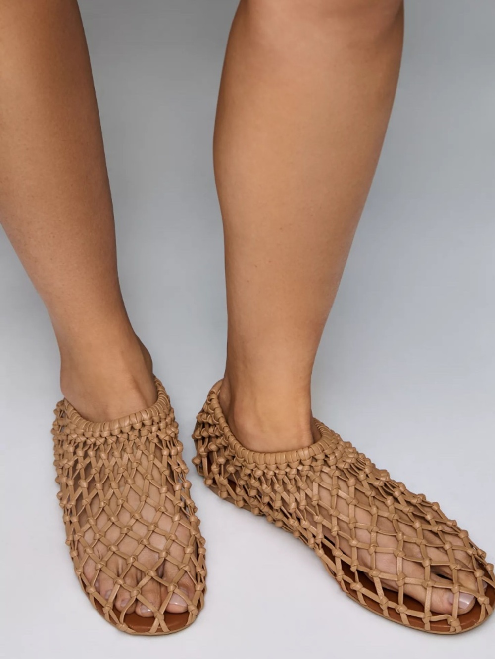 Cecelia New York Wilma Woven Flats, Tan, Size 7